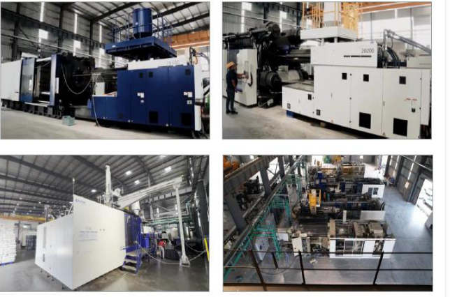 Moulding machinery and production facilities shown in Raj’s company profile